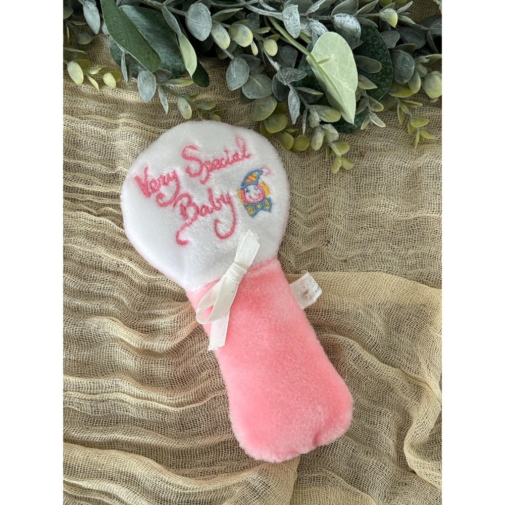 Eden plush‎ baby rattle Very Special Baby pink soft 80s retro intant toy